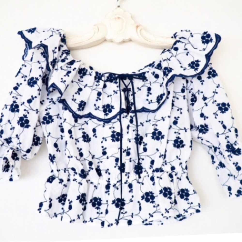 Zara Embroidered Ruffle Crop Top - Picture 15 of 15